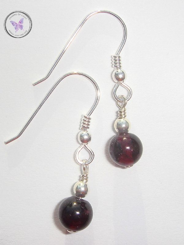 January Birthstone Garnet & Silver Earrings